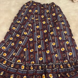 Floral Patterned Skirt - Blue and Yellow